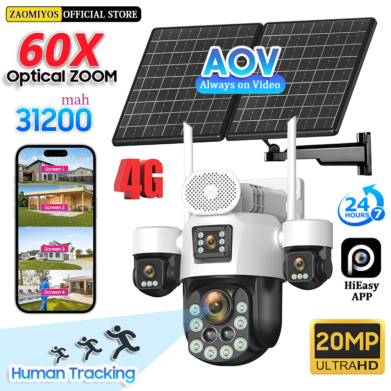 Photography Term - 4 Lens Outdoor 360° Surveillance Solar