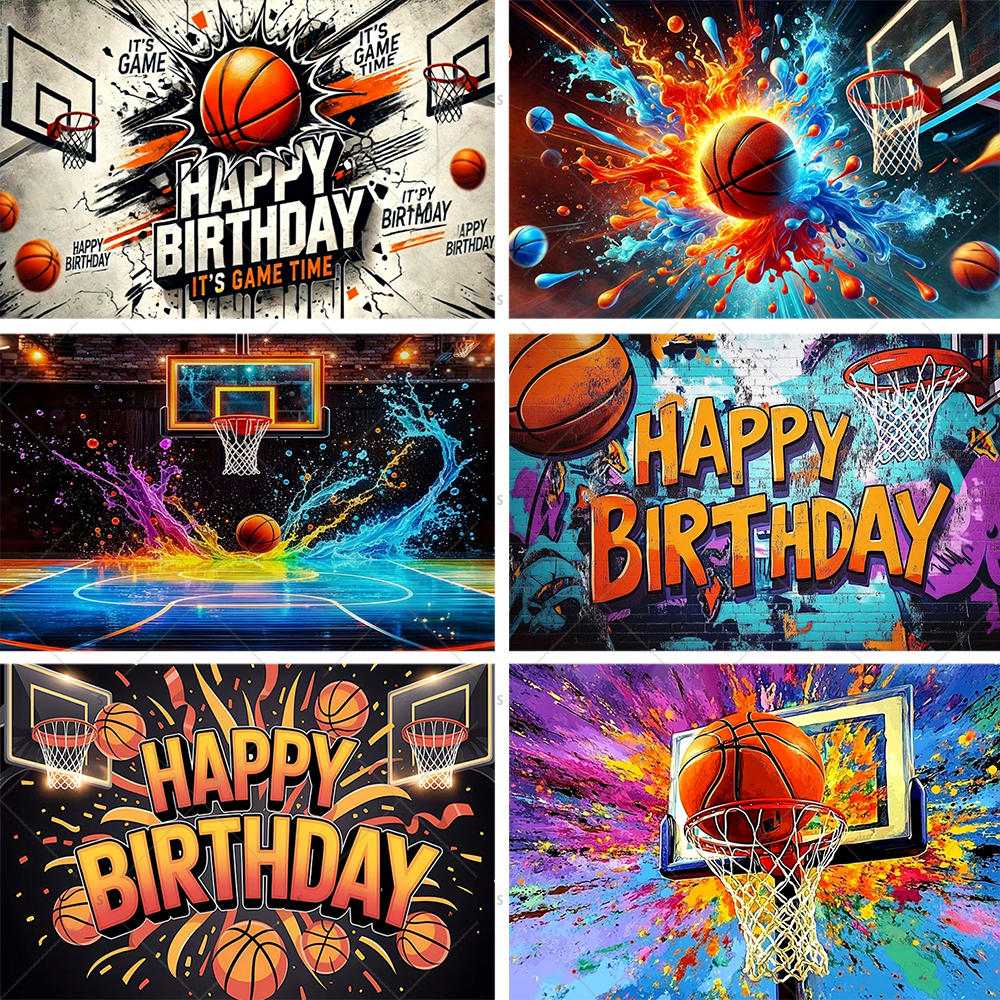 Photography Sport - Basketball Theme Birthday Partys Decoration Backdrop