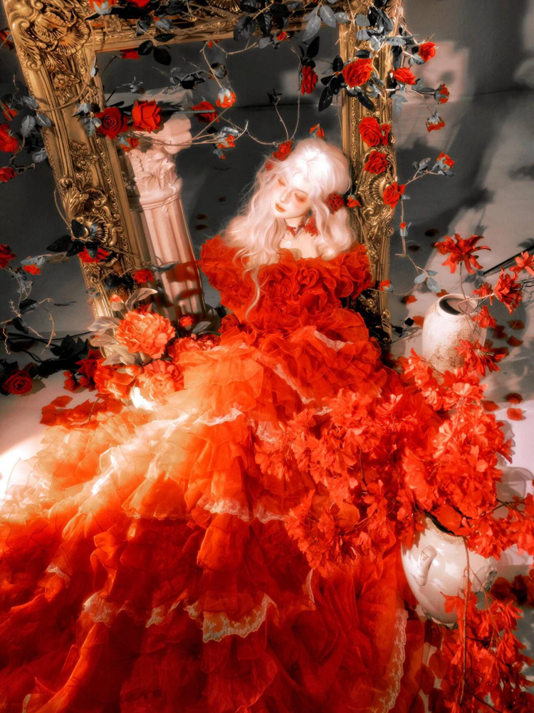 Photography Young - Retro Baroque Style Red Dress for