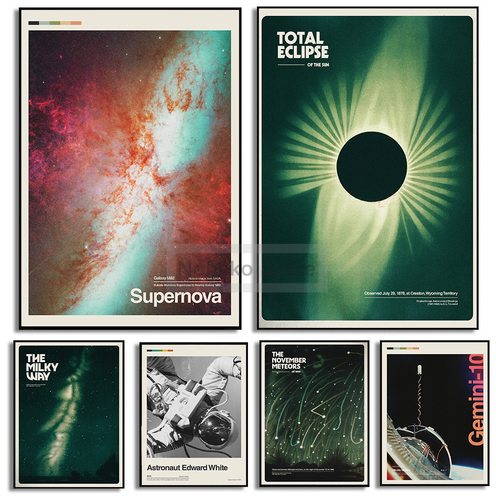 Photography Graphic Design - Retro Astronomical Graphic Design Poster NASA