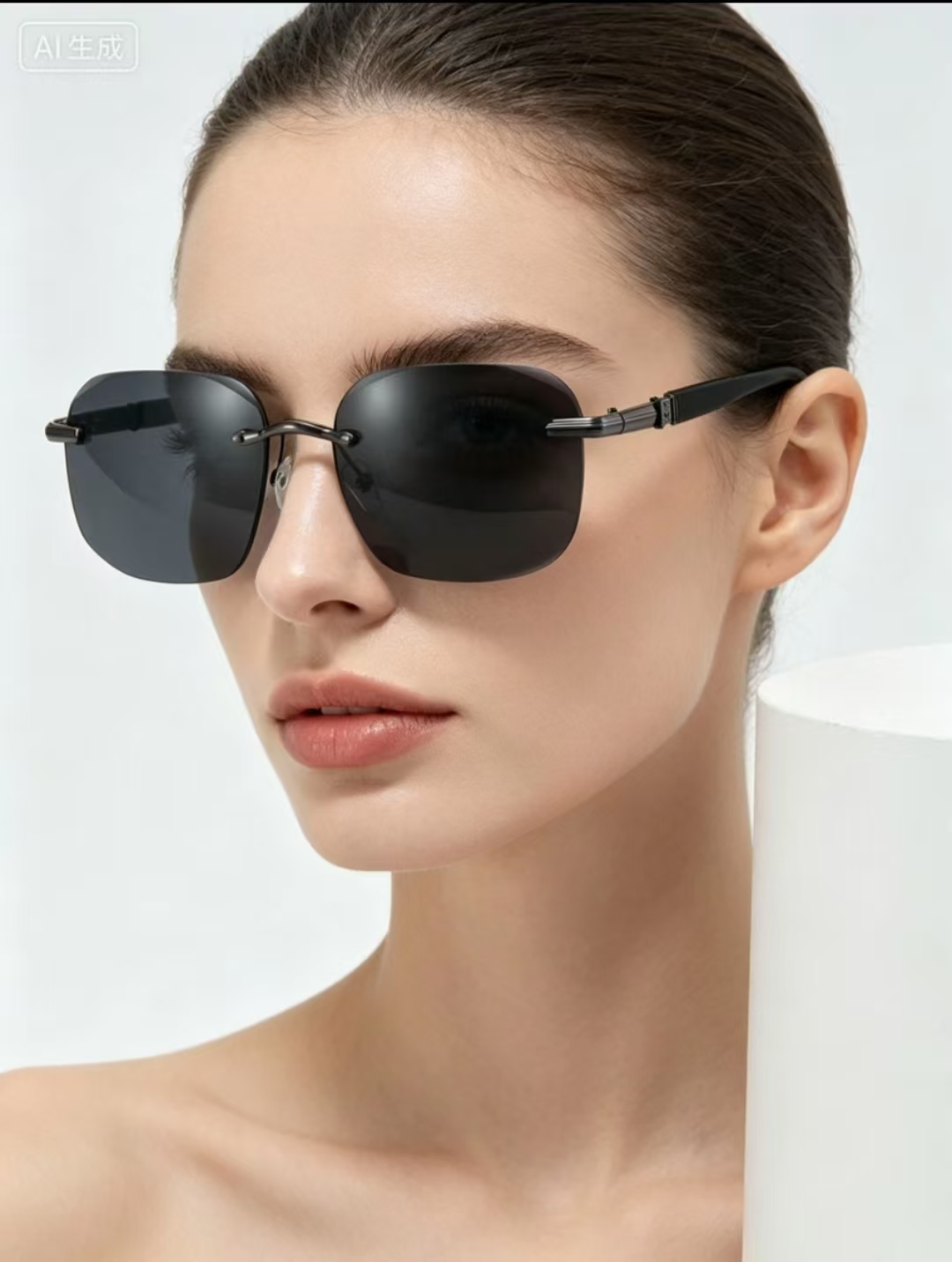 Photography Street - New style men's rimless fashionable glasses.