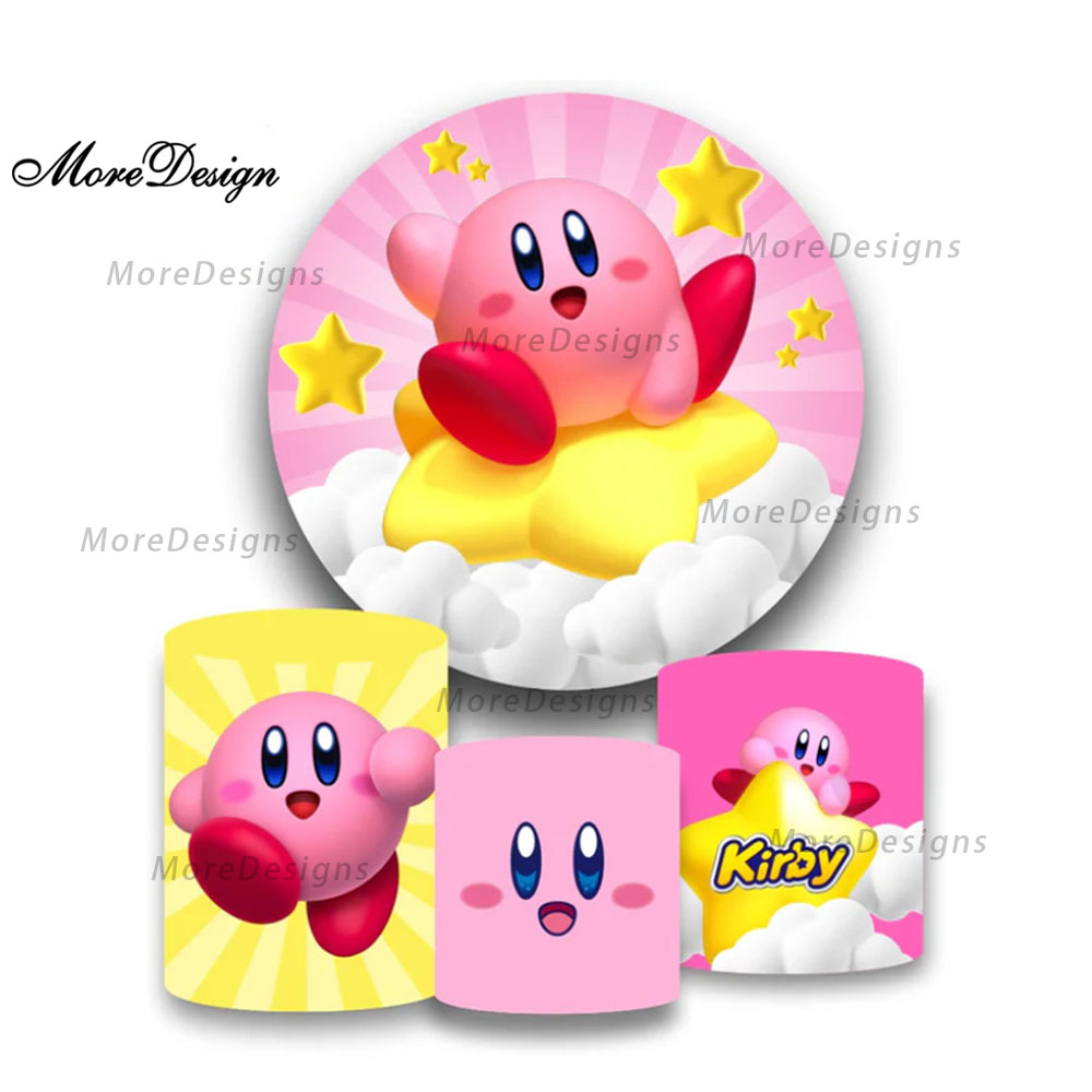 Photography Sport - Cartoon Star Kirby Round Backdrop Covers