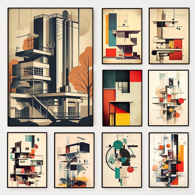 Photography Geometry - Vintage Minimalist Bauhaus Architecture Sketch Poster