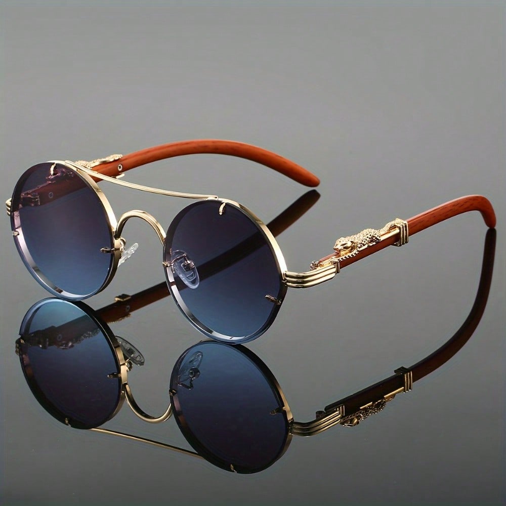Photography Street - Stylish Round Metal Frame Sunglasses -