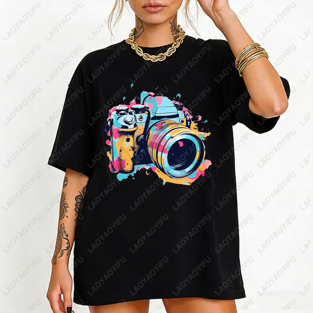 Women's Casual Round Neck T-Sh – Photography Graphic Design recenzja i cena