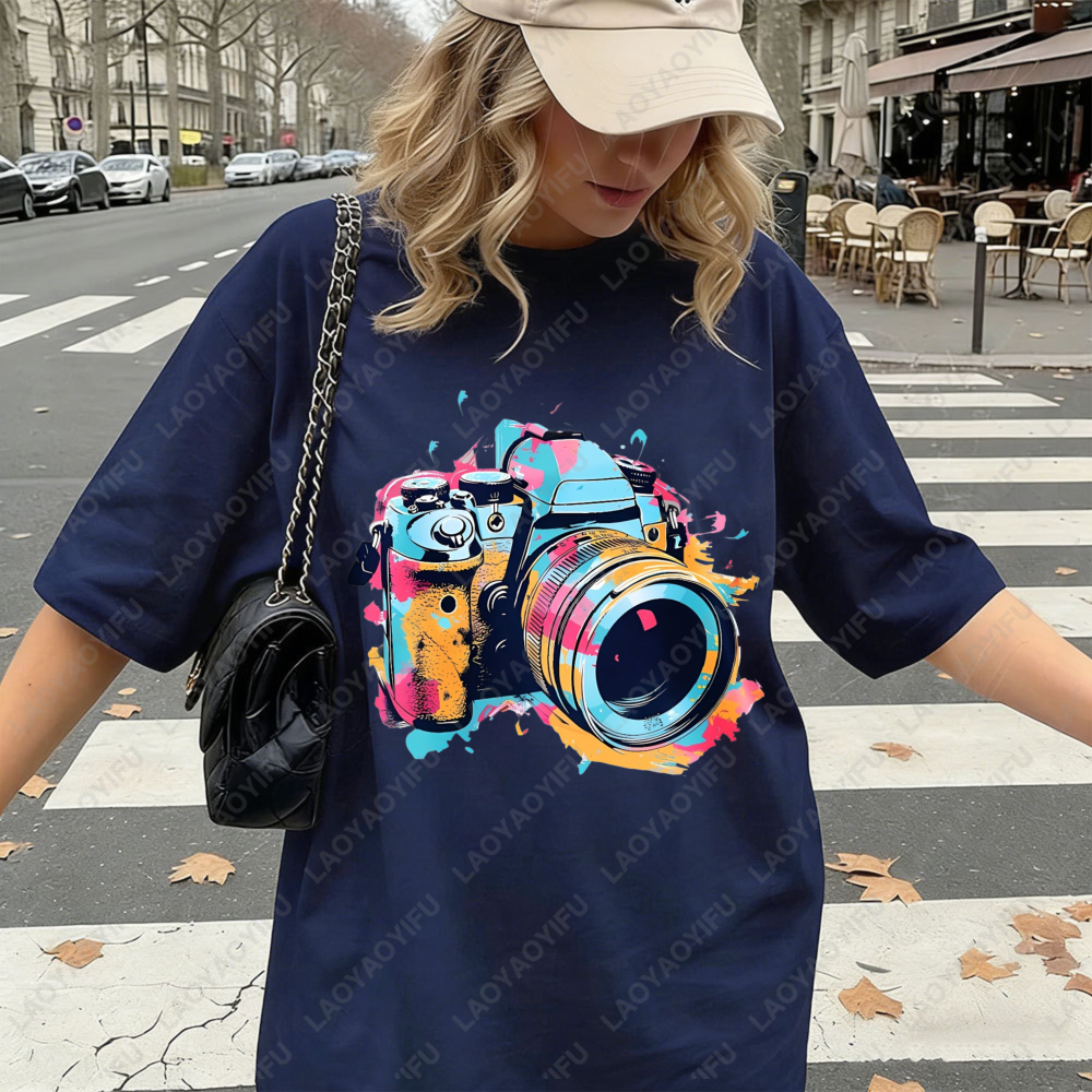 Women's Casual Round Neck T-Sh – Photography Graphic Design recenzja i cena