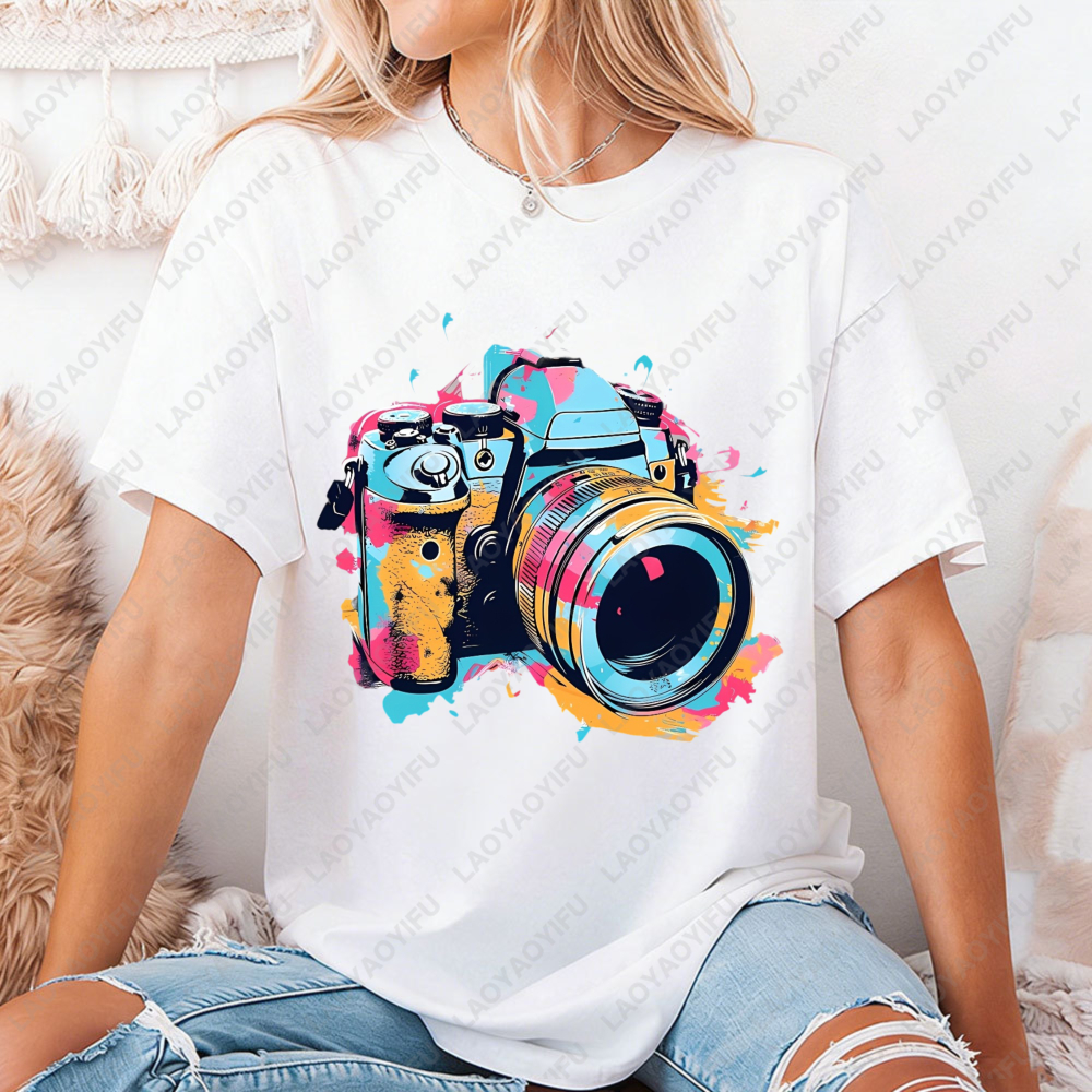 Women's Casual Round Neck T-Sh – Photography Graphic Design recenzja i cena